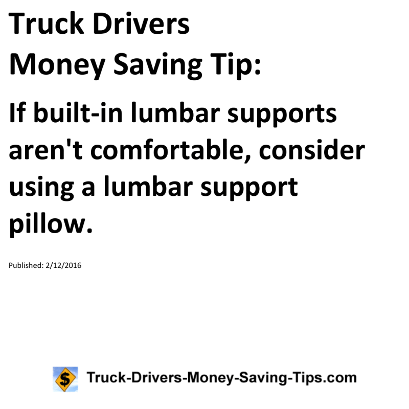 Truck Drivers Money Saving Tip for 02-12-2016