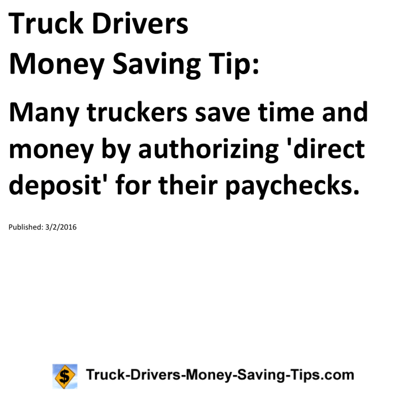 Truck Drivers Money Saving Tip for 03-02-2016