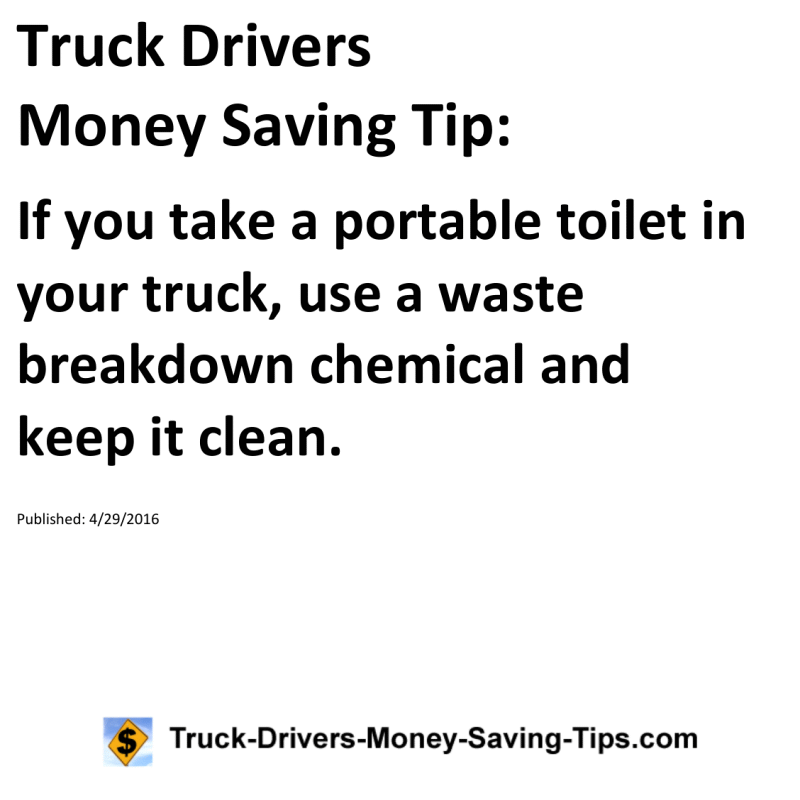 Truck Drivers Money Saving Tip for 04-29-2016