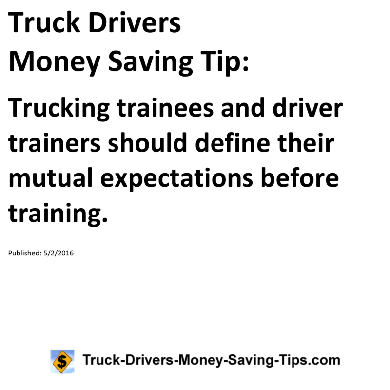 Truck Drivers Money Saving Tip for 05-02-2016