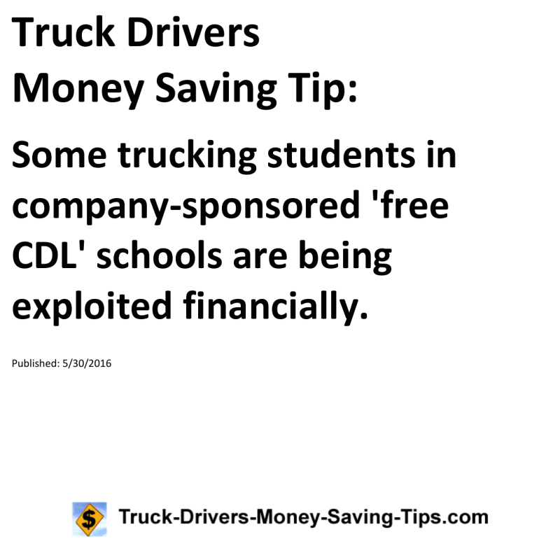 Truck Drivers Money Saving Tip for 05-30-2016