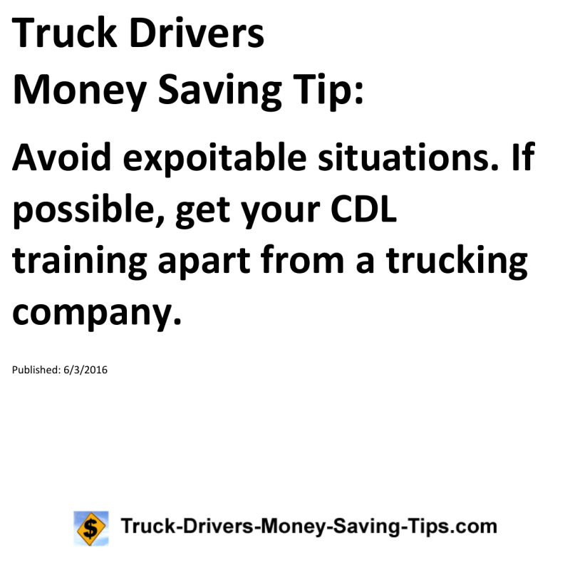 Truck Drivers Money Saving Tip for 06-03-2016