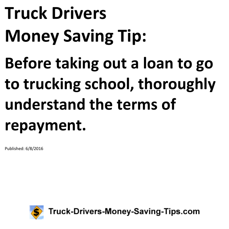 Truck Drivers Money Saving Tip for 06-08-2016