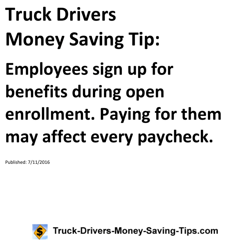 Truck Drivers Money Saving Tip for 07-11-2016