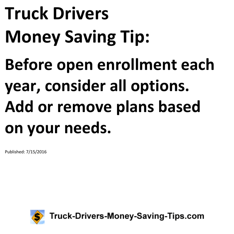 Truck Drivers Money Saving Tip for 07-15-2016
