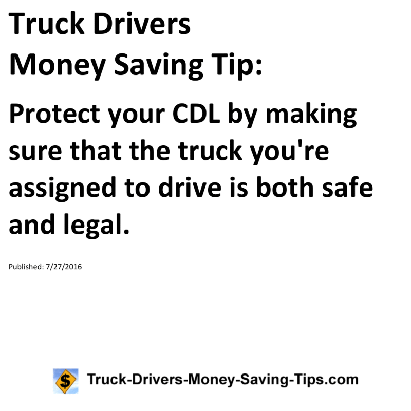 Truck Drivers Money Saving Tip for 07-27-2016