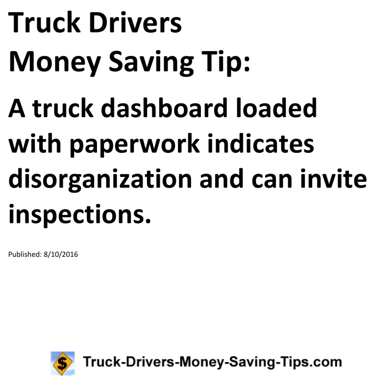 Truck Drivers Money Saving Tip for 08-10-2016