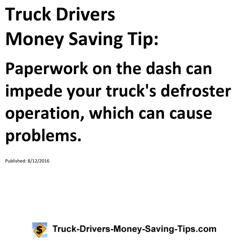 Truck Drivers Money Saving Tip for 08-12-2016