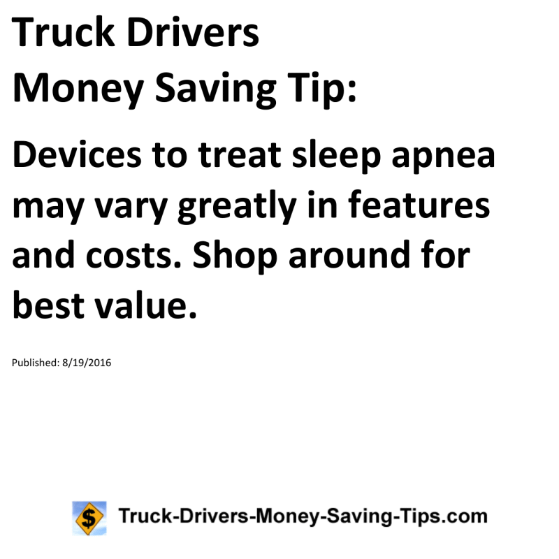 Truck Drivers Money Saving Tip for 08-19-2016