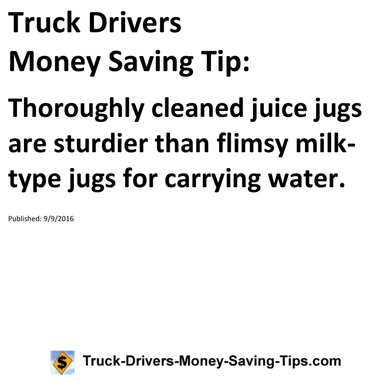 Truck Drivers Money Saving Tip for 09-09-2016