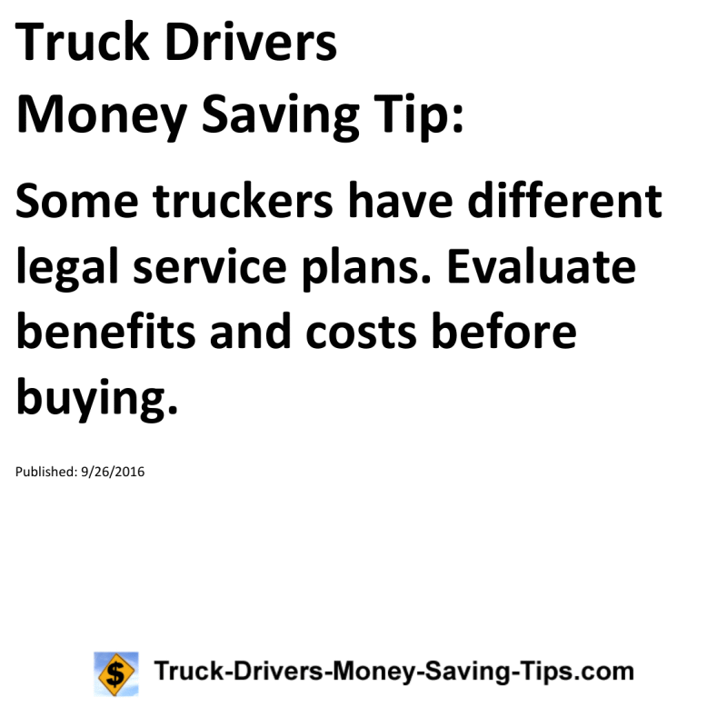 Truck Drivers Money Saving Tip for 09-26-2016