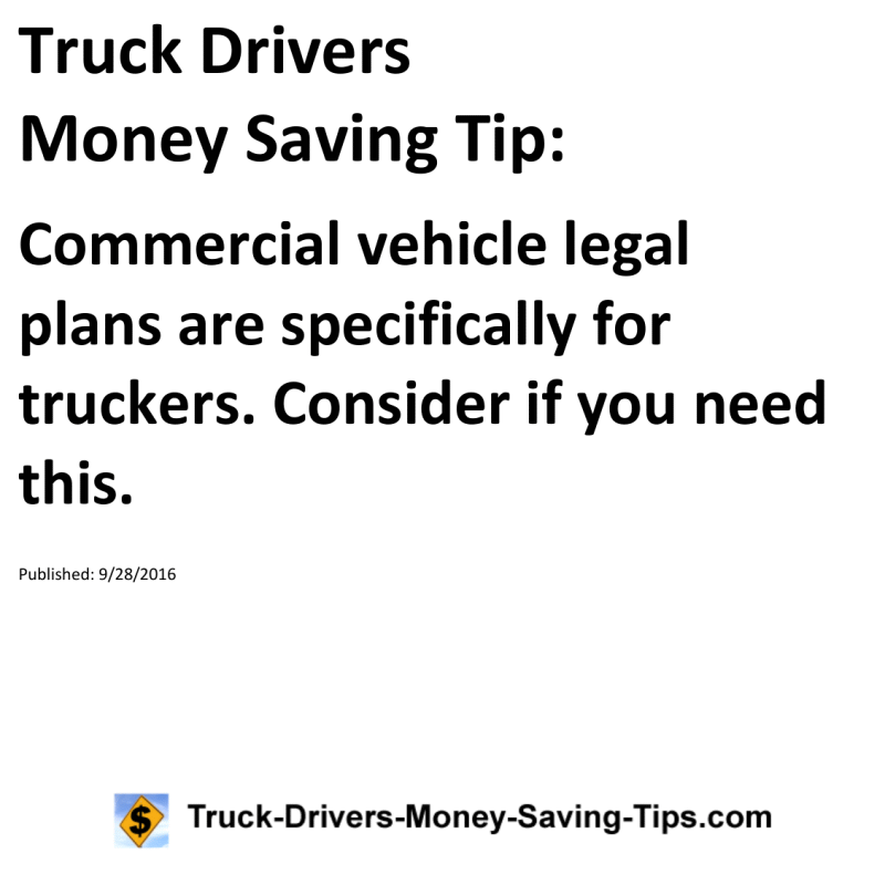 Truck Drivers Money Saving Tip for 09-28-2016