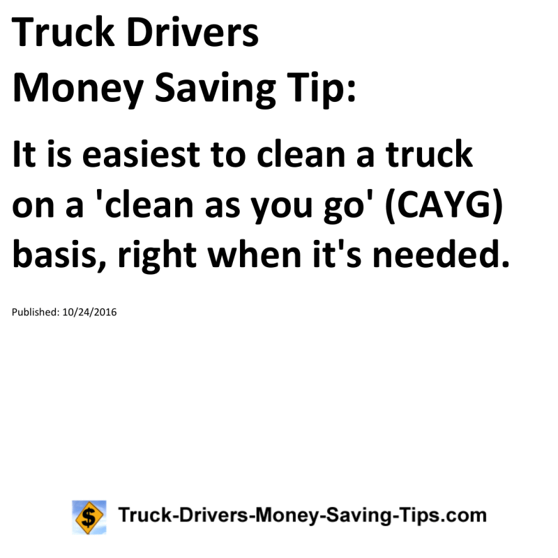 Truck Drivers Money Saving Tip for 10-24-2016