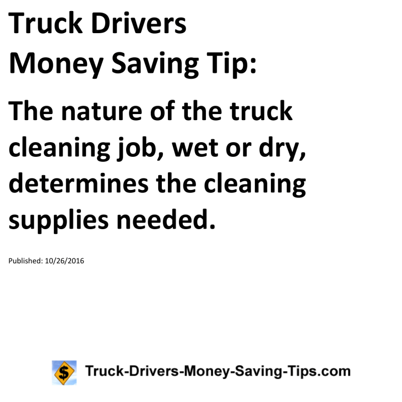 Truck Drivers Money Saving Tip for 10-26-2016