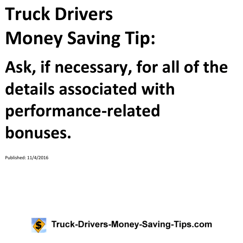 Truck Drivers Money Saving Tip for 11-04-2016