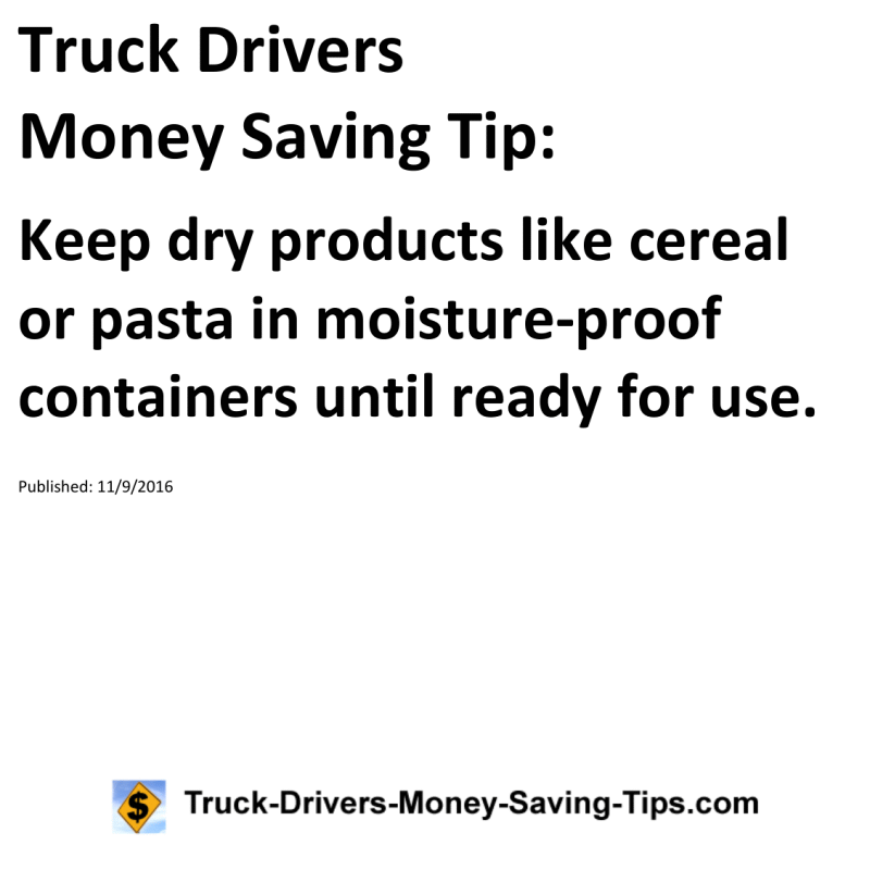 Truck Drivers Money Saving Tip for 11-09-2016