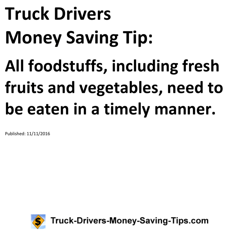 Truck Drivers Money Saving Tip for 11-11-2016