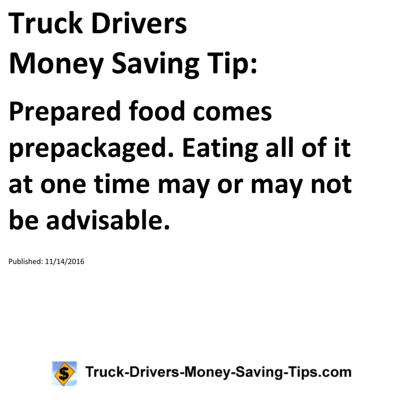 Truck Drivers Money Saving Tip for 11-14-2016