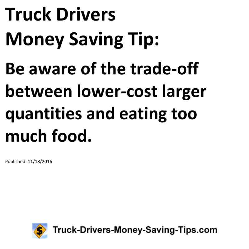 Truck Drivers Money Saving Tip for 11-18-2016