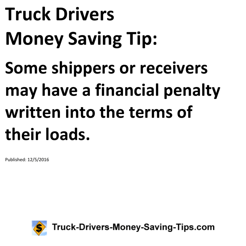 Truck Drivers Money Saving Tip for 12-05-2016