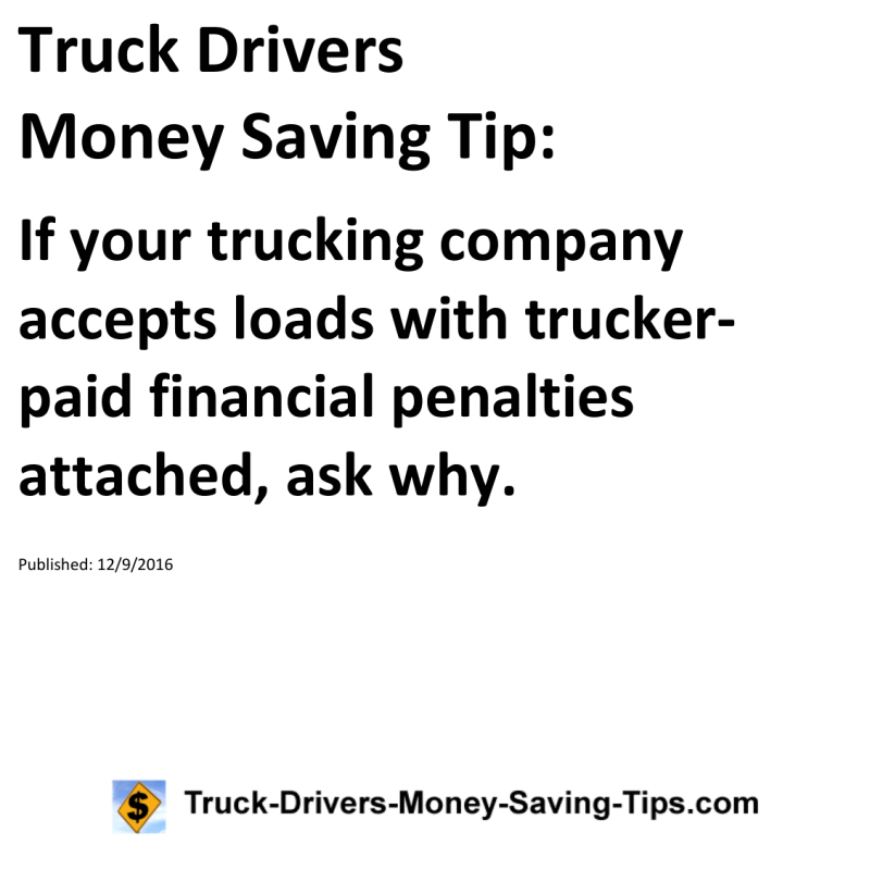 Truck Drivers Money Saving Tip for 12-09-2016