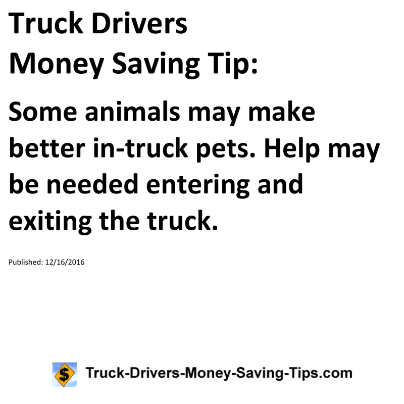 Truck Drivers Money Saving Tip for 12-16-2016