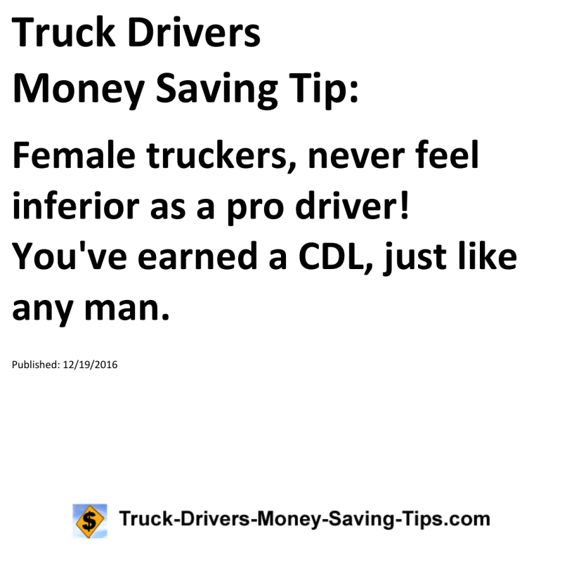 Truck Drivers Money Saving Tip for 12-19-2016