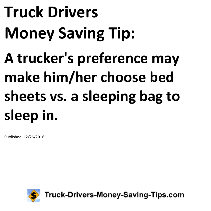 Truck Drivers Money Saving Tip for 12-26-2016