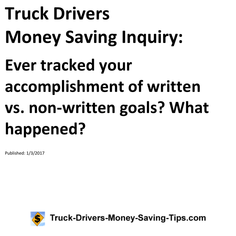 Truck Drivers Money Saving Inquiry for 01-03-2017