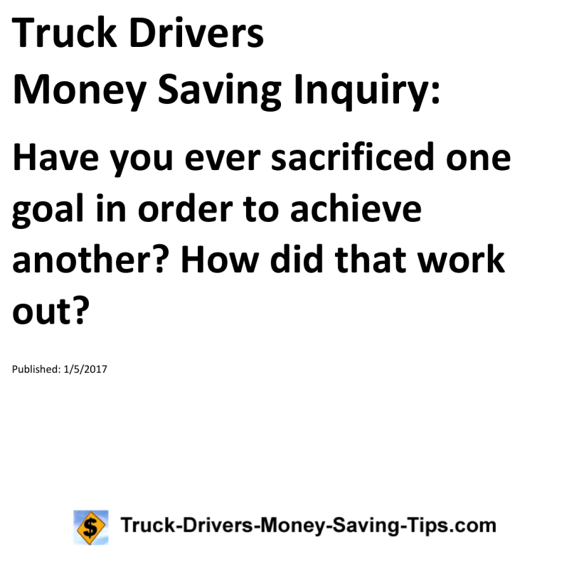 Truck Drivers Money Saving Inquiry for 01-05-2017