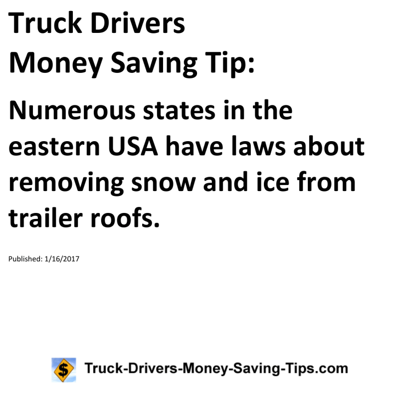 Truck Drivers Money Saving Tip for 01-16-2017