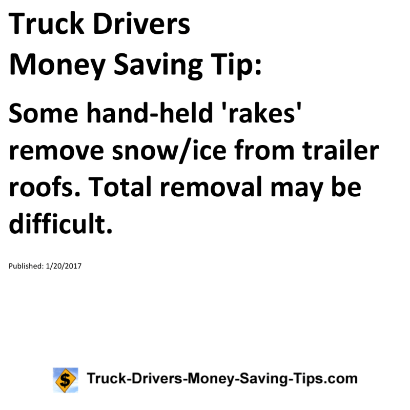 Truck Drivers Money Saving Tip for 01-20-2017