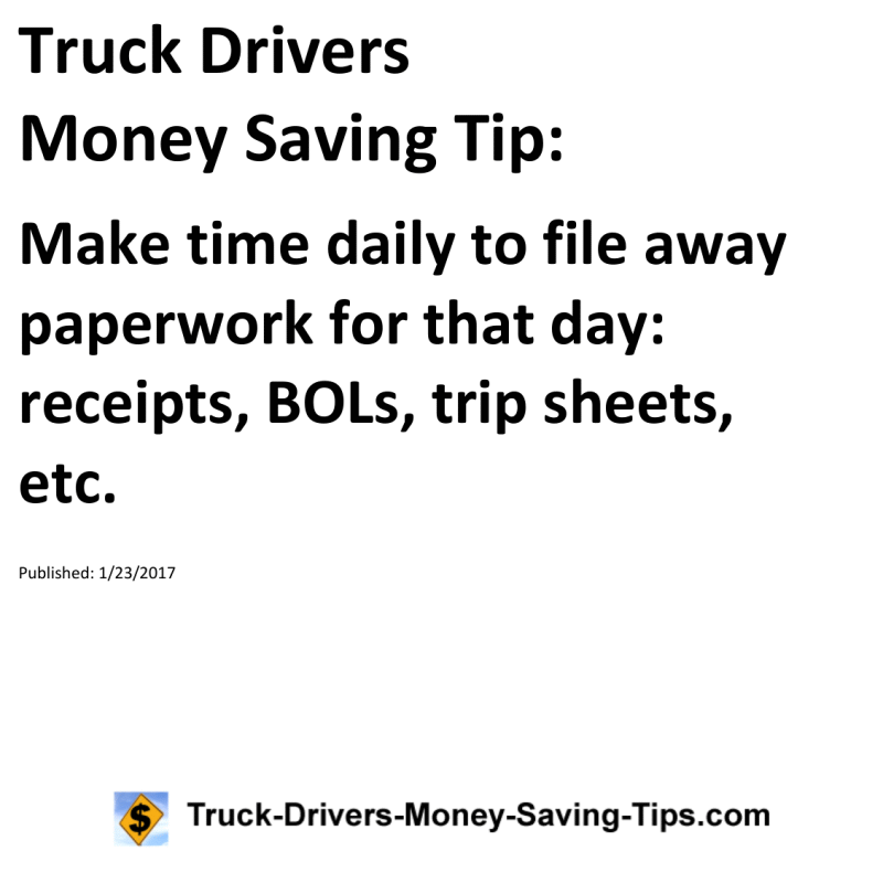 Truck Drivers Money Saving Tip for 01-23-2017