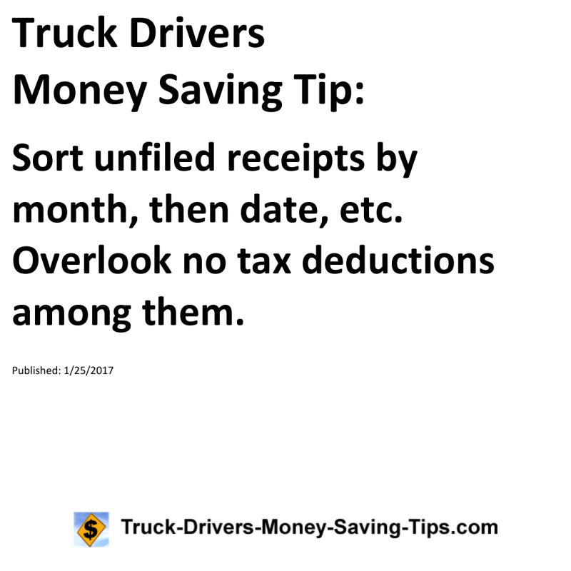 Truck Drivers Money Saving Tip for 01-25-2017