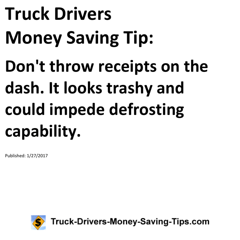 Truck Drivers Money Saving Tip for 01-27-2017