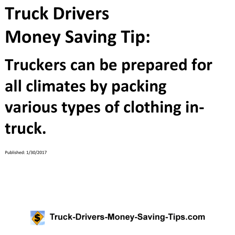 Truck Drivers Money Saving Tip for 01-30-2017