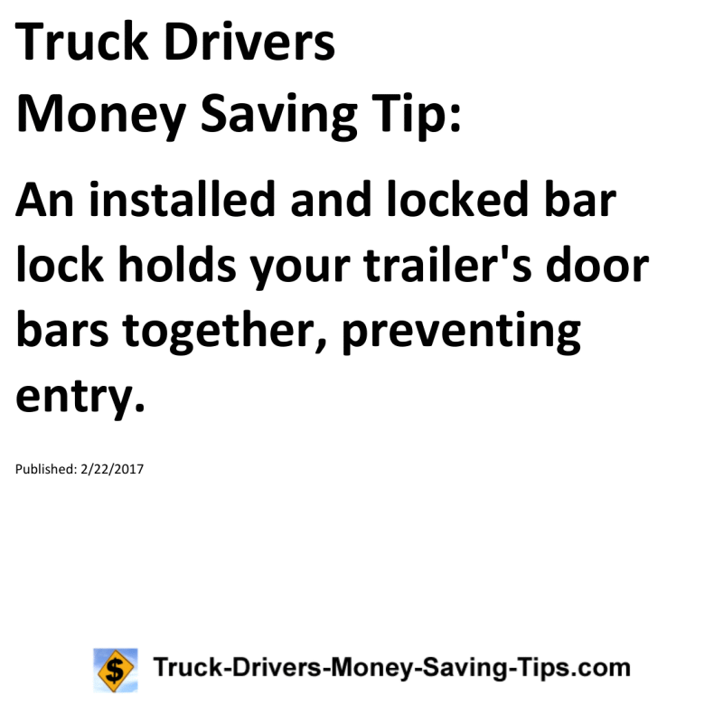 Truck Drivers Money Saving Tip for 02-22-2017