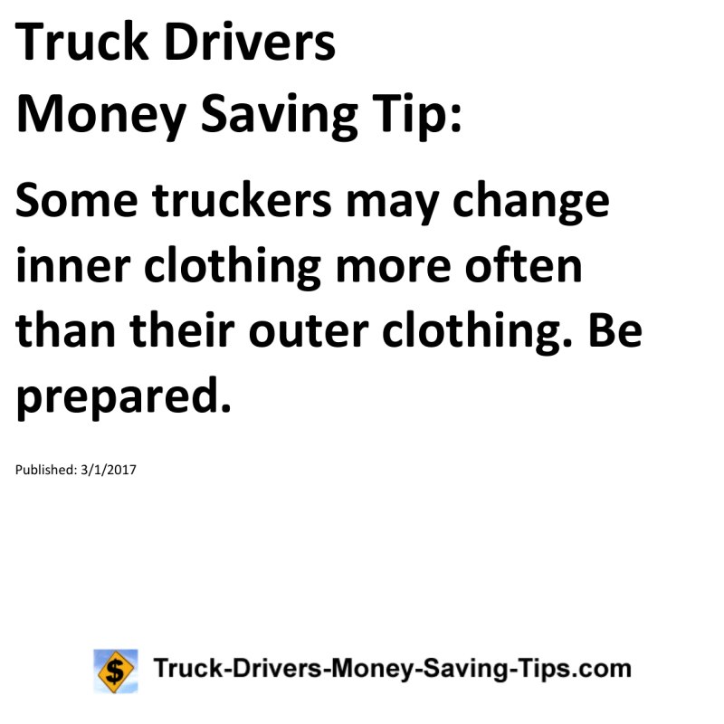 Truck Drivers Money Saving Tip for 03-01-2017