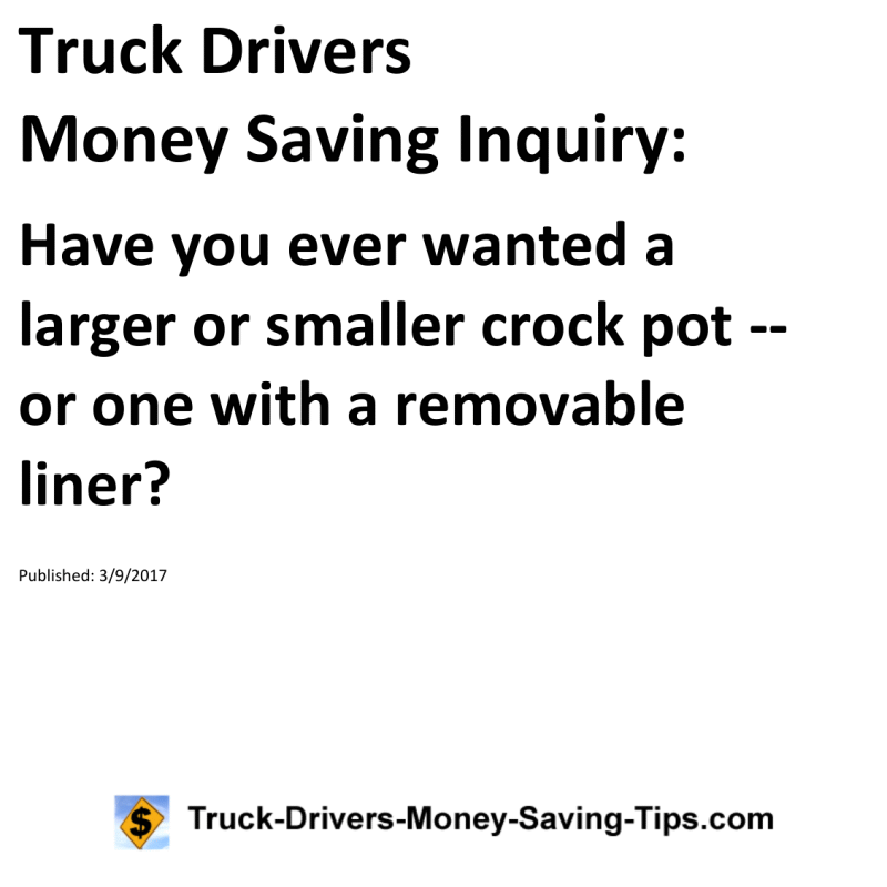 Truck Drivers Money Saving Inquiry for 03-09-2017