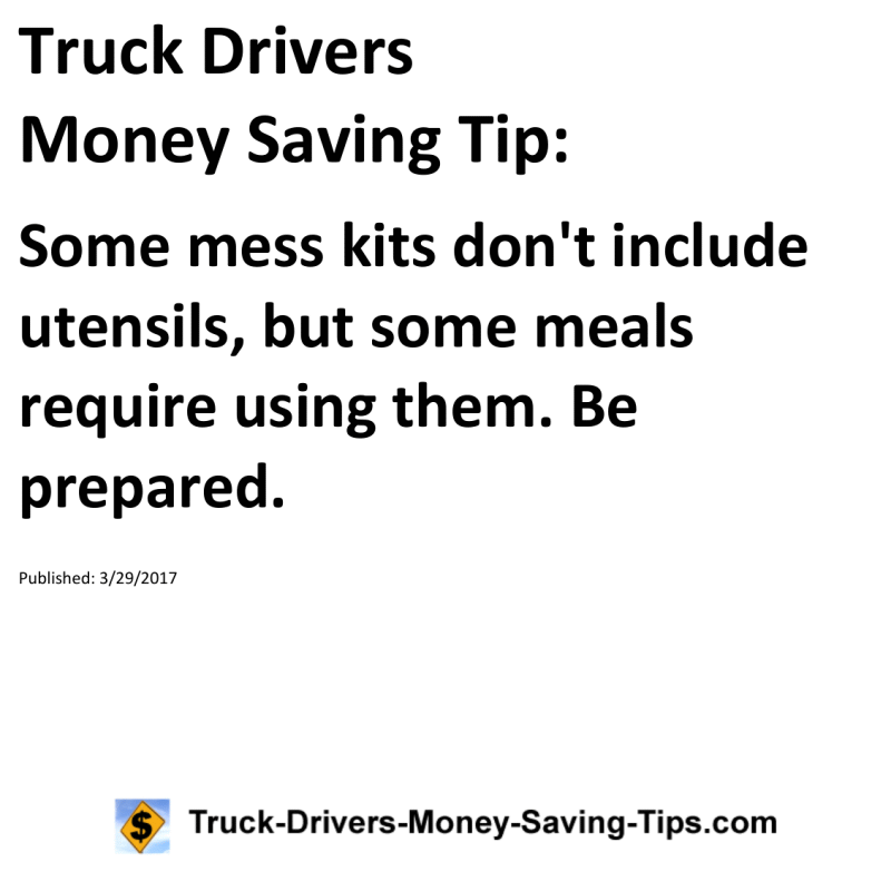 Truck Drivers Money Saving Tip for 03-29-2017