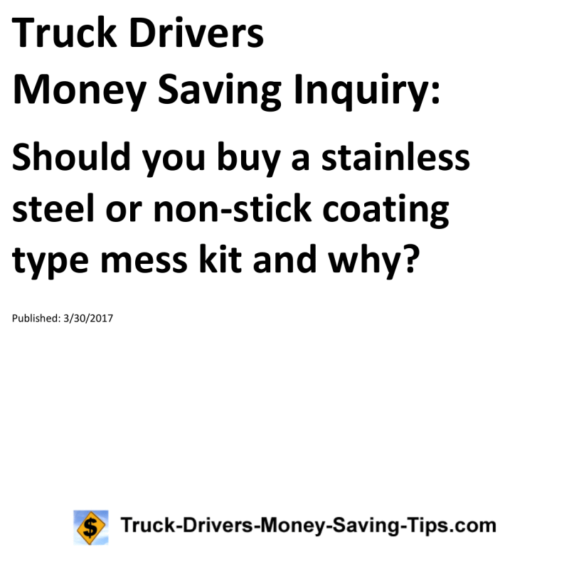 Truck Drivers Money Saving Inquiry for 03-30-2017