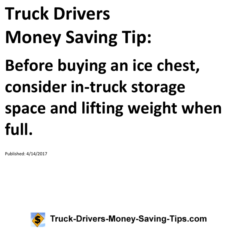 Truck Drivers Money Saving Tip for 04-14-2017