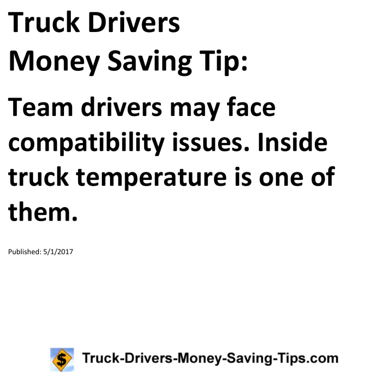 Truck Drivers Money Saving Tip for 05-01-2017