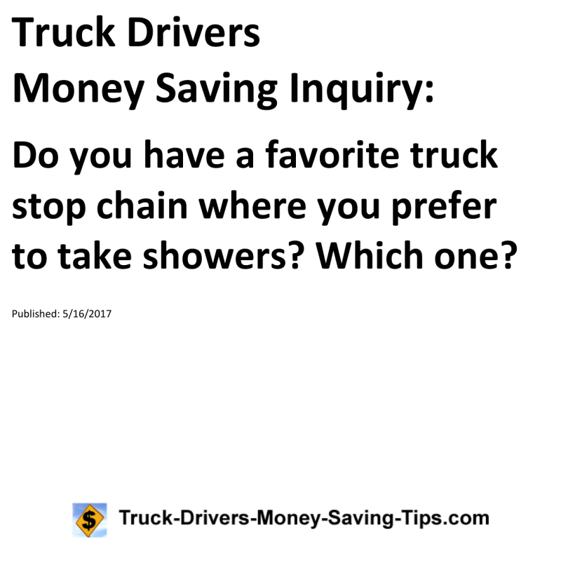 Truck Drivers Money Saving Inquiry for 05-16-2017