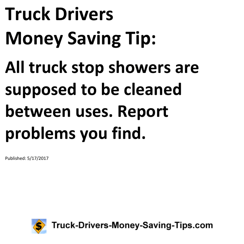 Truck Drivers Money Saving Tip for 05-17-2017