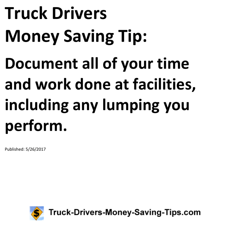 Truck Drivers Money Saving Tip for 05-26-2017