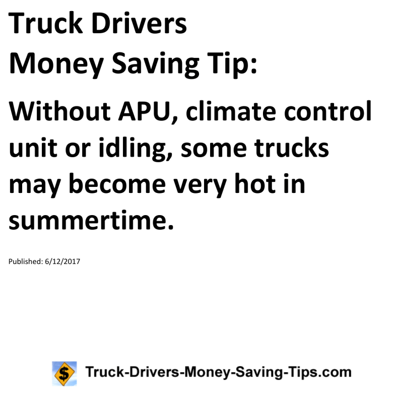 Truck Drivers Money Saving Tip for 06-12-2017