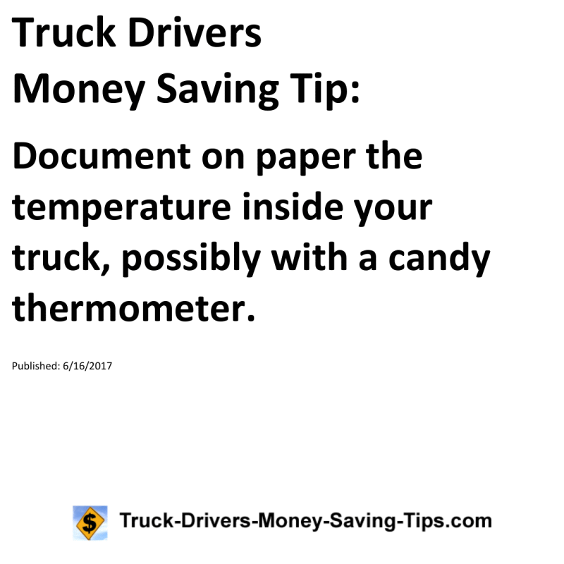 Truck Drivers Money Saving Tip for 06-16-2017