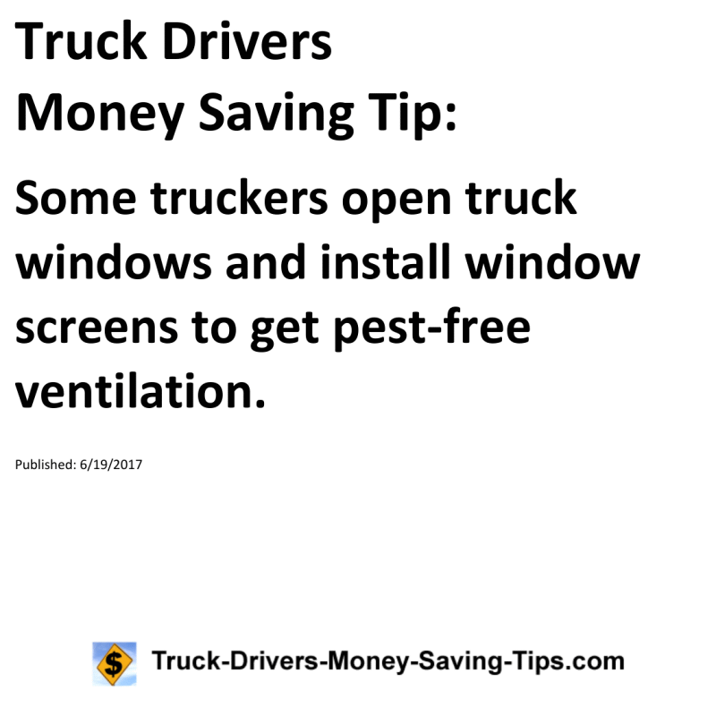 Truck Drivers Money Saving Tip for 06-19-2017