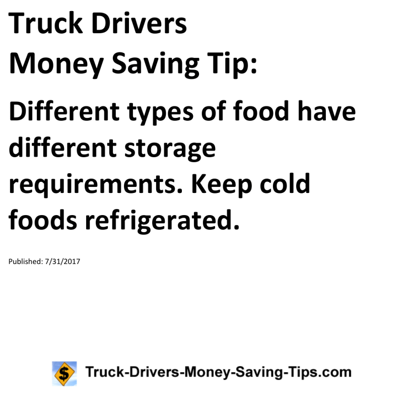 Truck Drivers Money Saving Tip for 07-31-2017